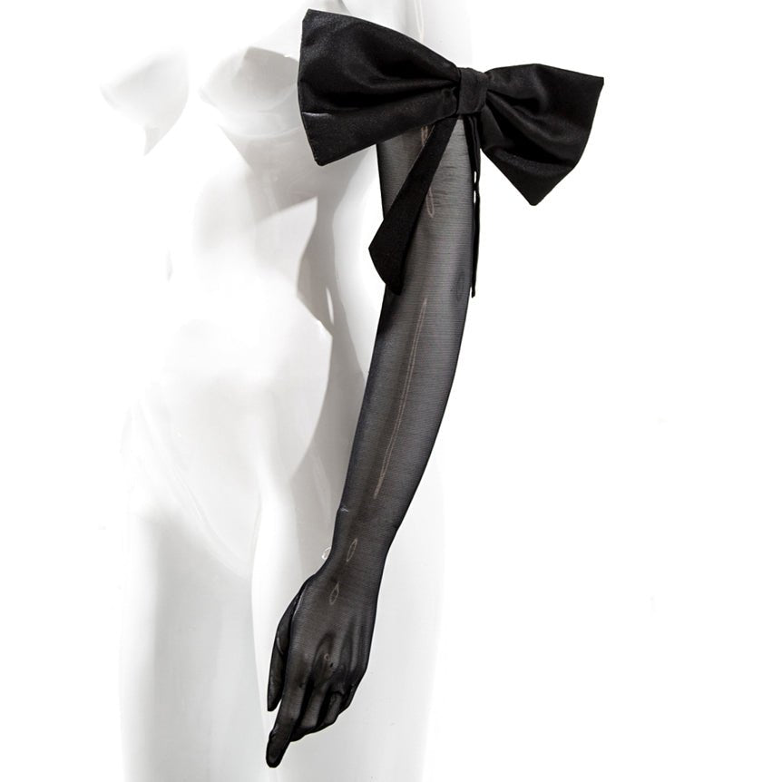 Long Black Mesh with Taffeta Bow - Garo Sparo