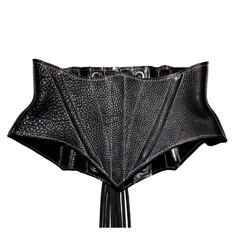 Raw Leather Low Slung Cincher With White Detail Stitching - Garo Sparo