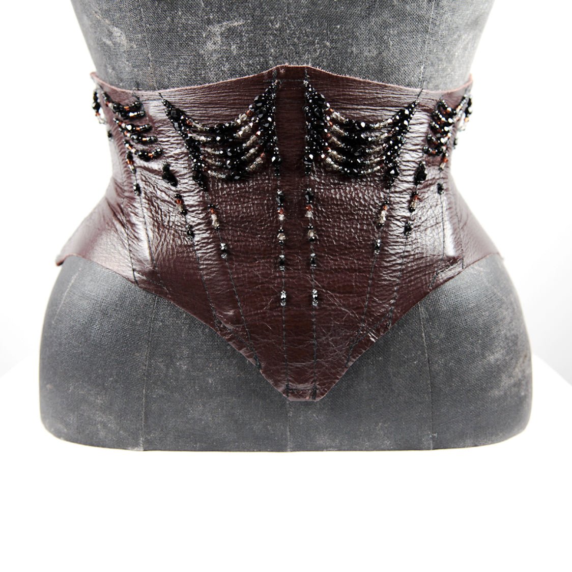 THE RHIANON ~ Swag Beaded Raw Leather Cincher Belt - Garo Sparo